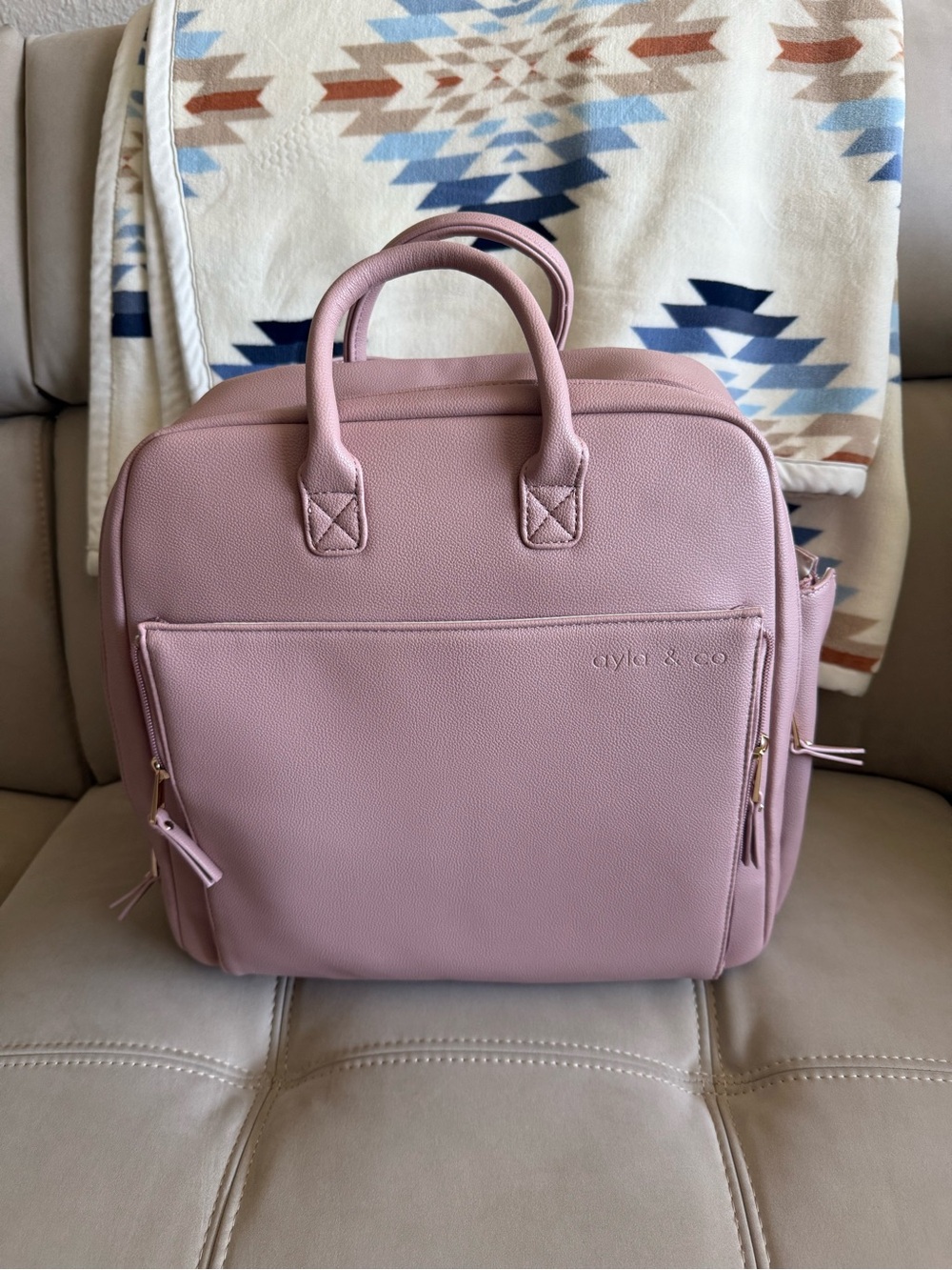 ayla & co Pink Leather Backpack Tote